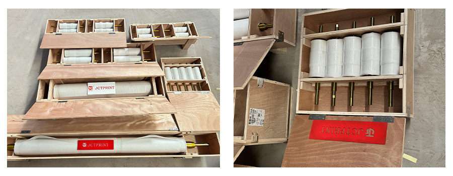 Wooden case packing for safe delivery of anilox rollers