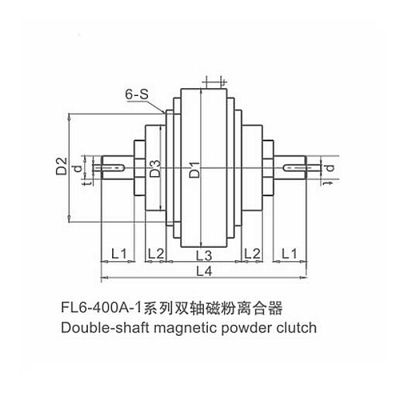 Double shaft magnetic powder clutch for industry
